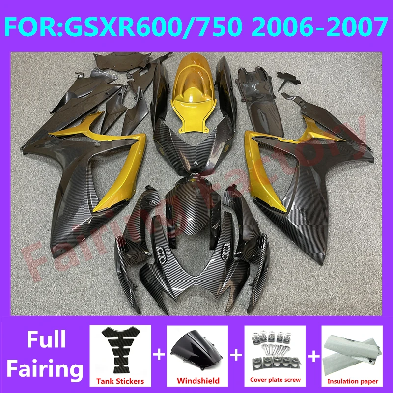 

NEW ABS Motorcycle Whole Fairing kit fit for GSXR600 750 06 07 GSXR 600 GSX-R750 K6 2006 2007 full Fairings carbon fiber paint