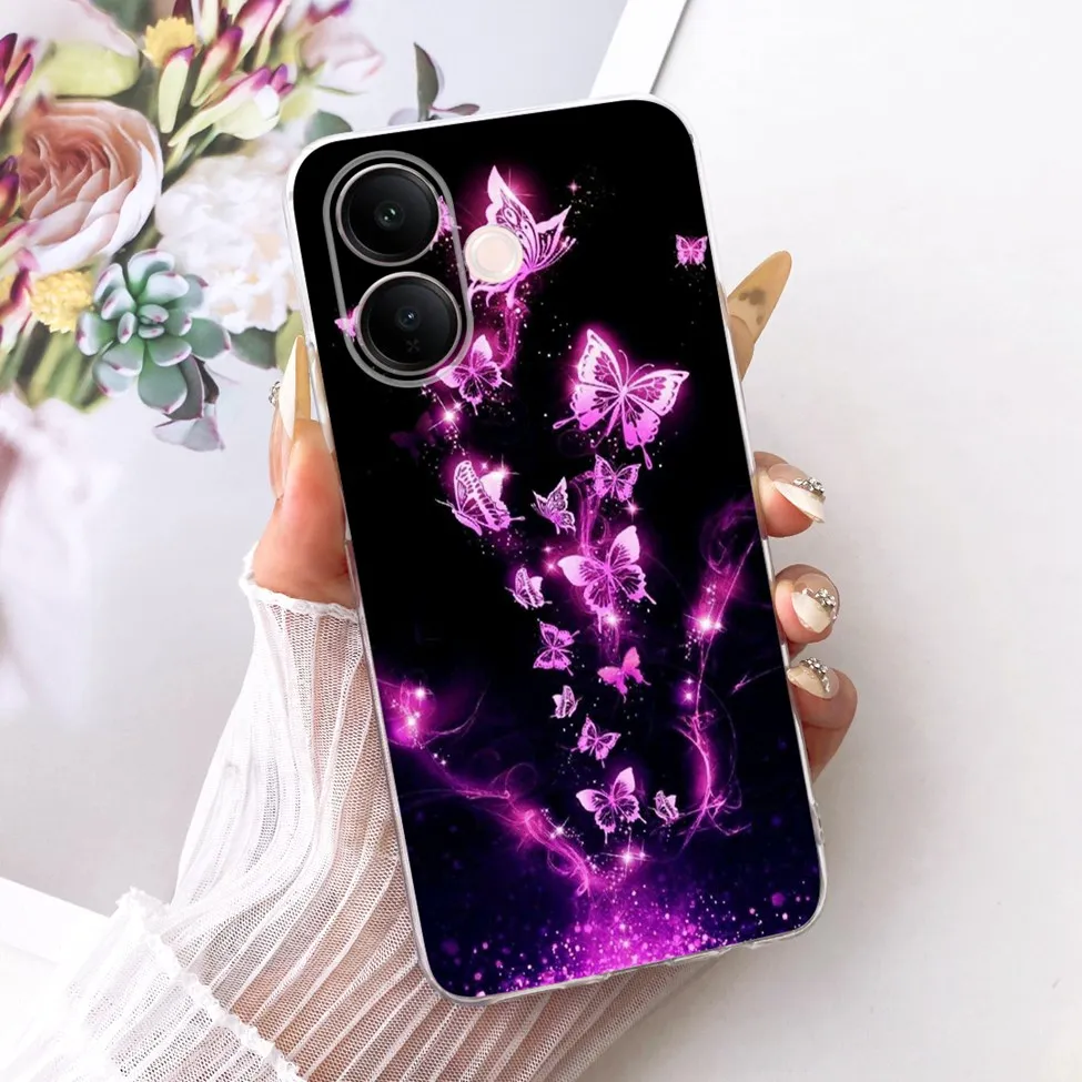 Clear Luxury Cute Cat & Butterfly Painted Case