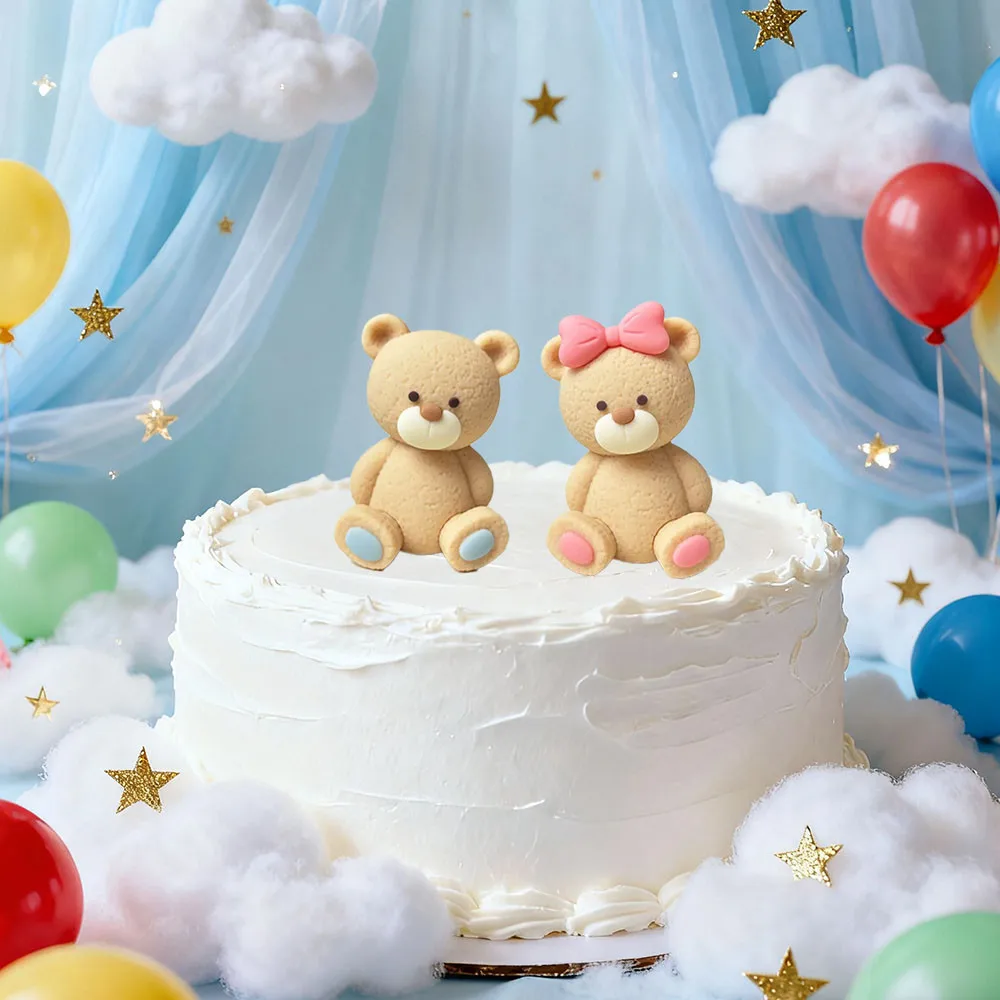 Gender Reveal Bear Cake Toppers Bear Cake Decorations for Boy Girl Baby Shower Gender Reveal Birthday Party Decorations