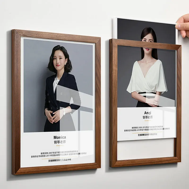 Adhesive Wall Vision Board A3 A4 Picture Frame Wooden Acrylic Bulletin Board A5 Punch-free Office Display A3 Poster Frame