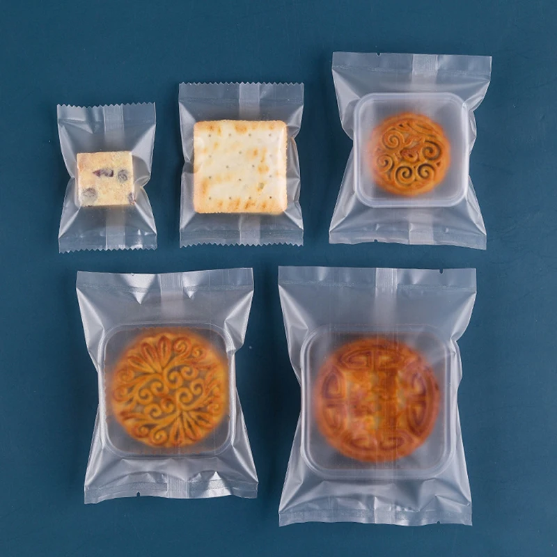 100Pcs Thicker Machine Seal Gift Bags Clear Frosted Food Biscuit DIY Baking Cake Bag