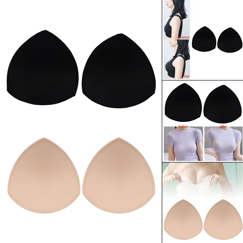 5 Pairs Removable Bra Pad Inserts - Triangle Sports Bra Cups For Swimsuits, Bikinis, Yoga Bras