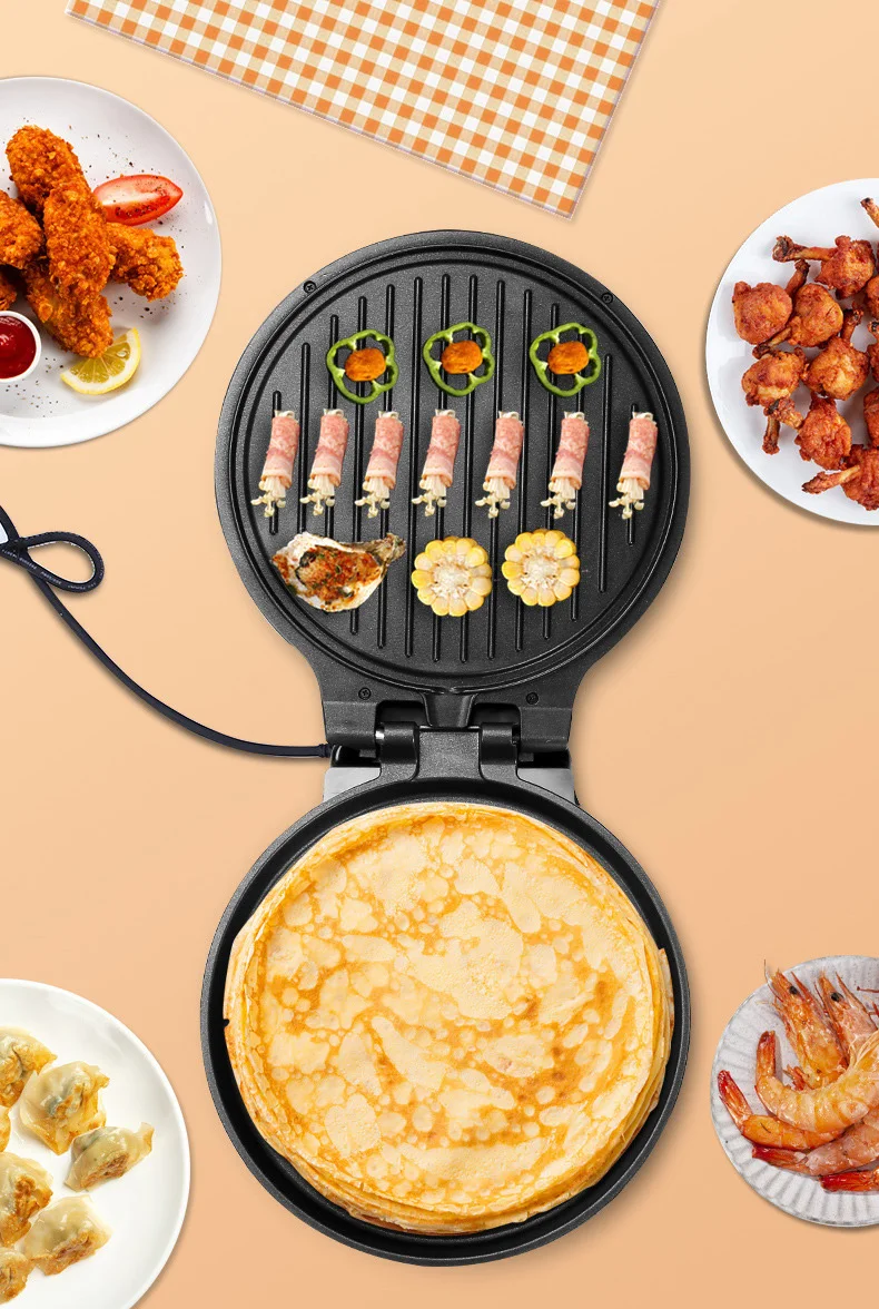 DMWD Electric Baking Pan 26CM Diameter Double-sided Heating Skillet Crepe Maker Non-stick Coating Pizza Pancake Grill 220V 4