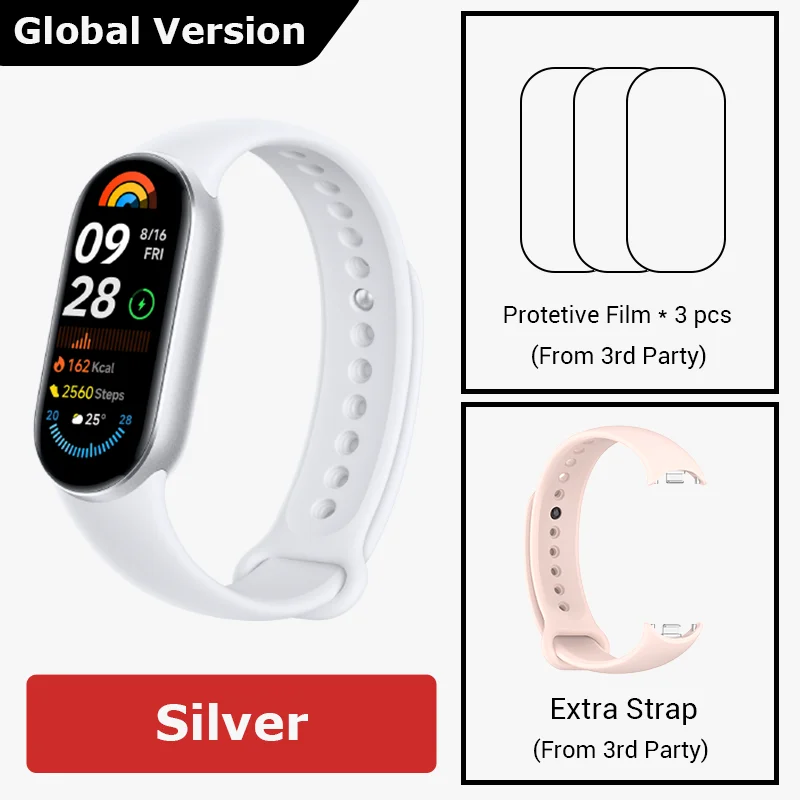 thumbnail image 1 of Versión global Xiaomi Smart Band 9 Pantalla AMOLED de 1,62'' Monitorización de SpO₂ Batería de 21 días de duración Más de 150 modos deportivos Smartband, 1 of 5