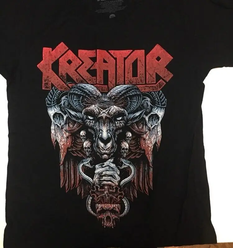 Футболка с длинным или коротким рукавом KREATOR, Официальная футболка средней длины, черного цвета, металлическая, крепгомет, сатаническая рассекающая