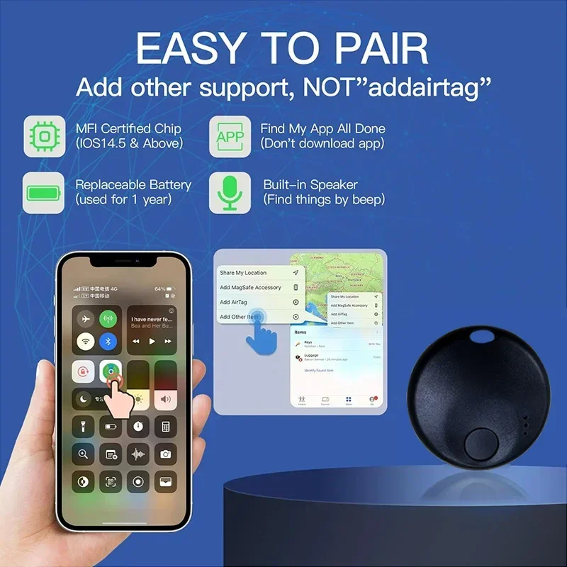 For Apple Find My Mini Bluetooth GPS Tracker Pet Dog Kid Bag Wallet Car Locator Smart Tag Anti Lose Reminder Device Key Finder