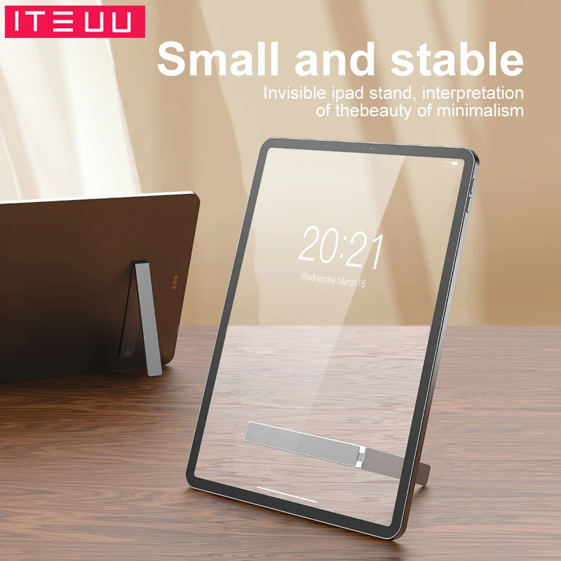 Mini Tablet Invisible Stand Suporte Adesivo Liga de Alumínio Metal Kickstand Leve Portátil Suporte Dobrável para Ipad