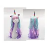 Girls Unicorn Cosplay Hairband Kids Dress UP Wigs Princess Fancy Outfits Accessories Baby Girl Rainbow Braid Synthetic Hair 2