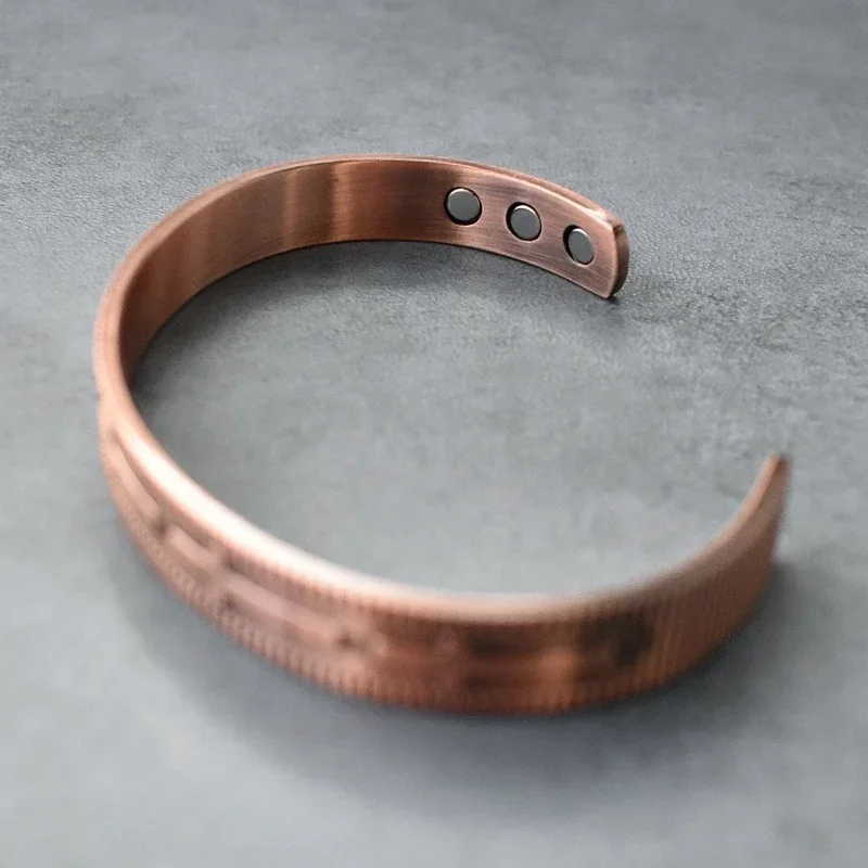 Bangle Bracelet Magnetic Bracelet Magnetic Pure Copper Bracelet Male Beneficial Vintage Cross Energy Magnetic Copper Bracelet Adjustable for Men