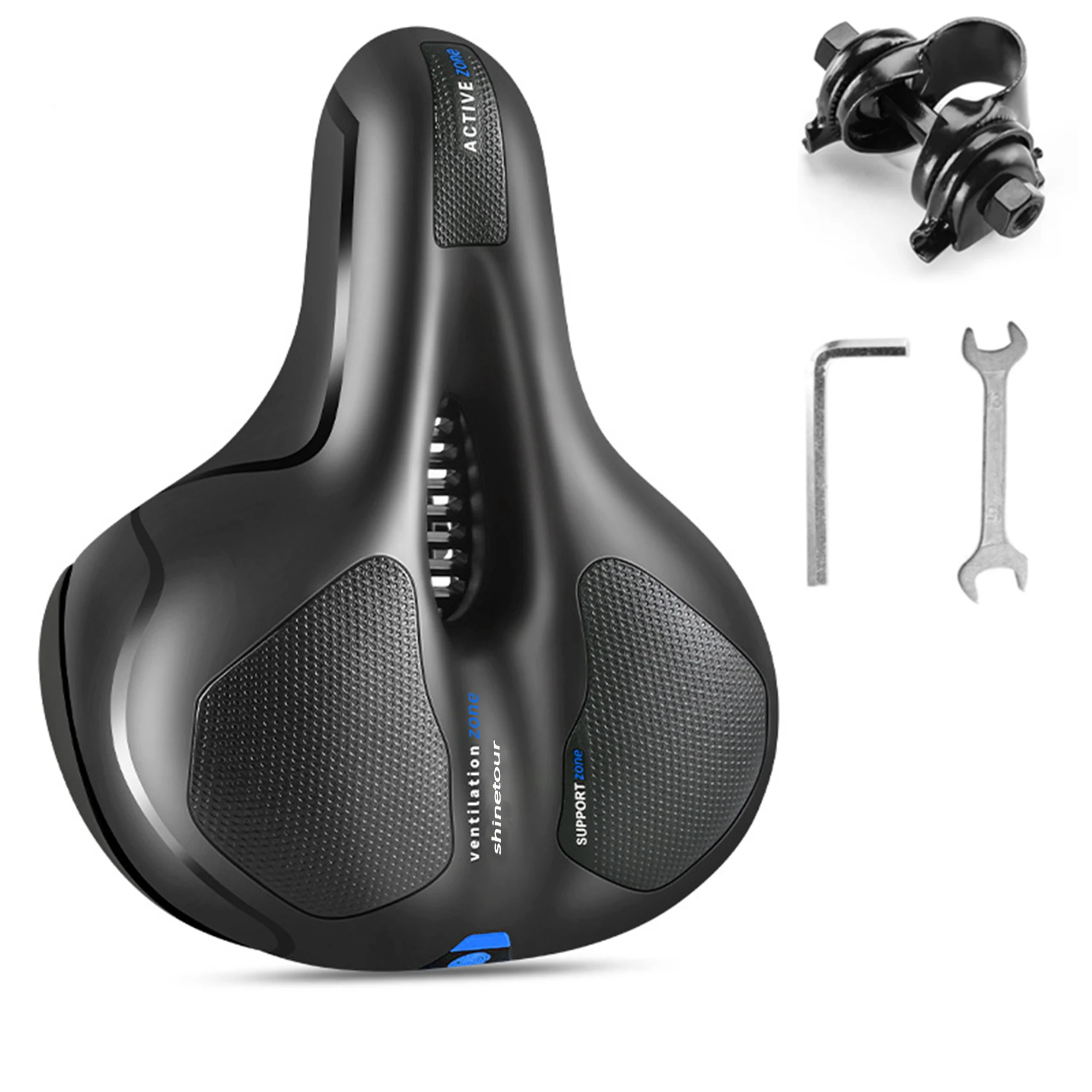 Large Road Bicycle Saddle Breathable Shock Absorbing Soft Comfortable Hollowed MTB Mountain Bike Seat Cushion with tools