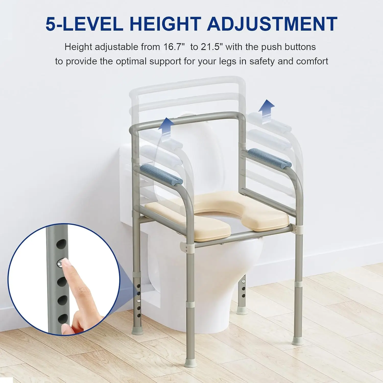 Raised Toilet Seat with Handles-Cozy Padded Toilet Seat Risers for Seniors, Handicap-Multi-use as Bedside Commode, Shower Ch