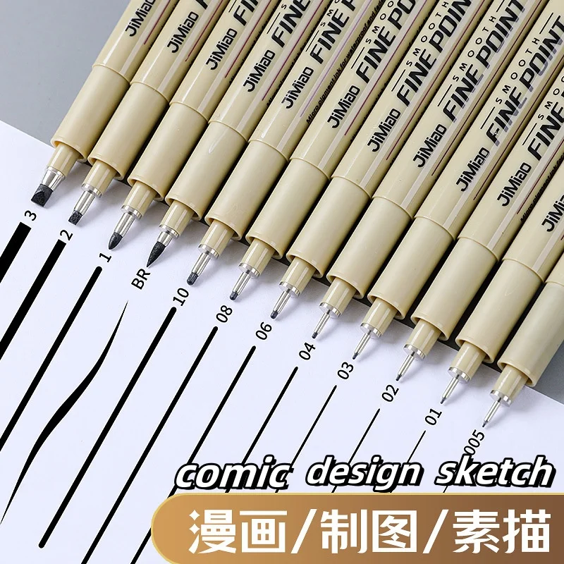 Manga Markers 12 Tip Pigment Liner Micron Ink Marker Pen Draw Sketching Needle Pen Hook Line Sketch Stationery Set Art Supplies
