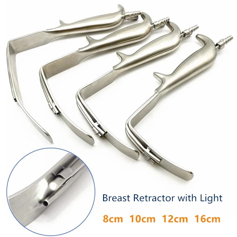 

Breast Retractor L Shape with Light Guide Hook Nasal Hook Wrinkle Removal Hook LED Light Source Plastic Surgery Instruments