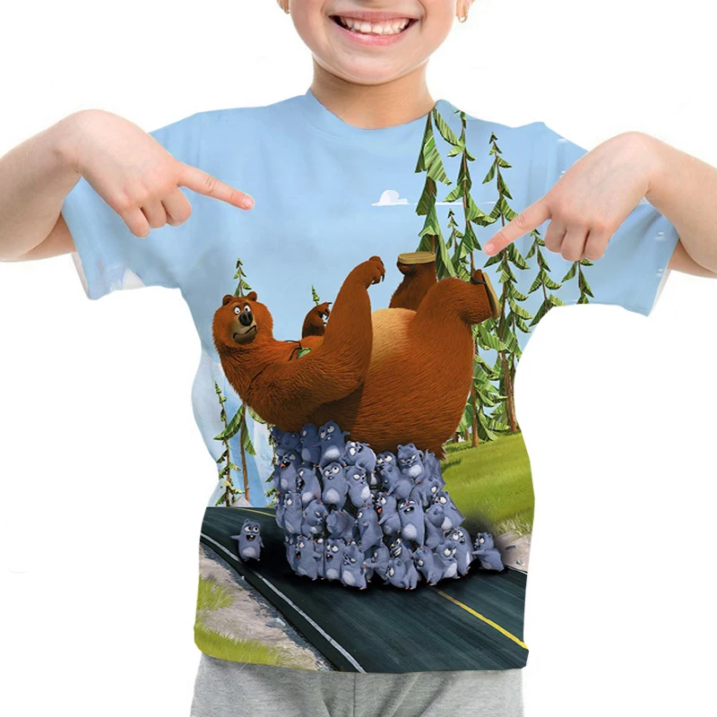 Grizzy And The Lemmings T-shirts Children Cartoon 3D T Shirts Camiseta Boys Girls Teens Toddler T shirts Summer Kids Tee Tops