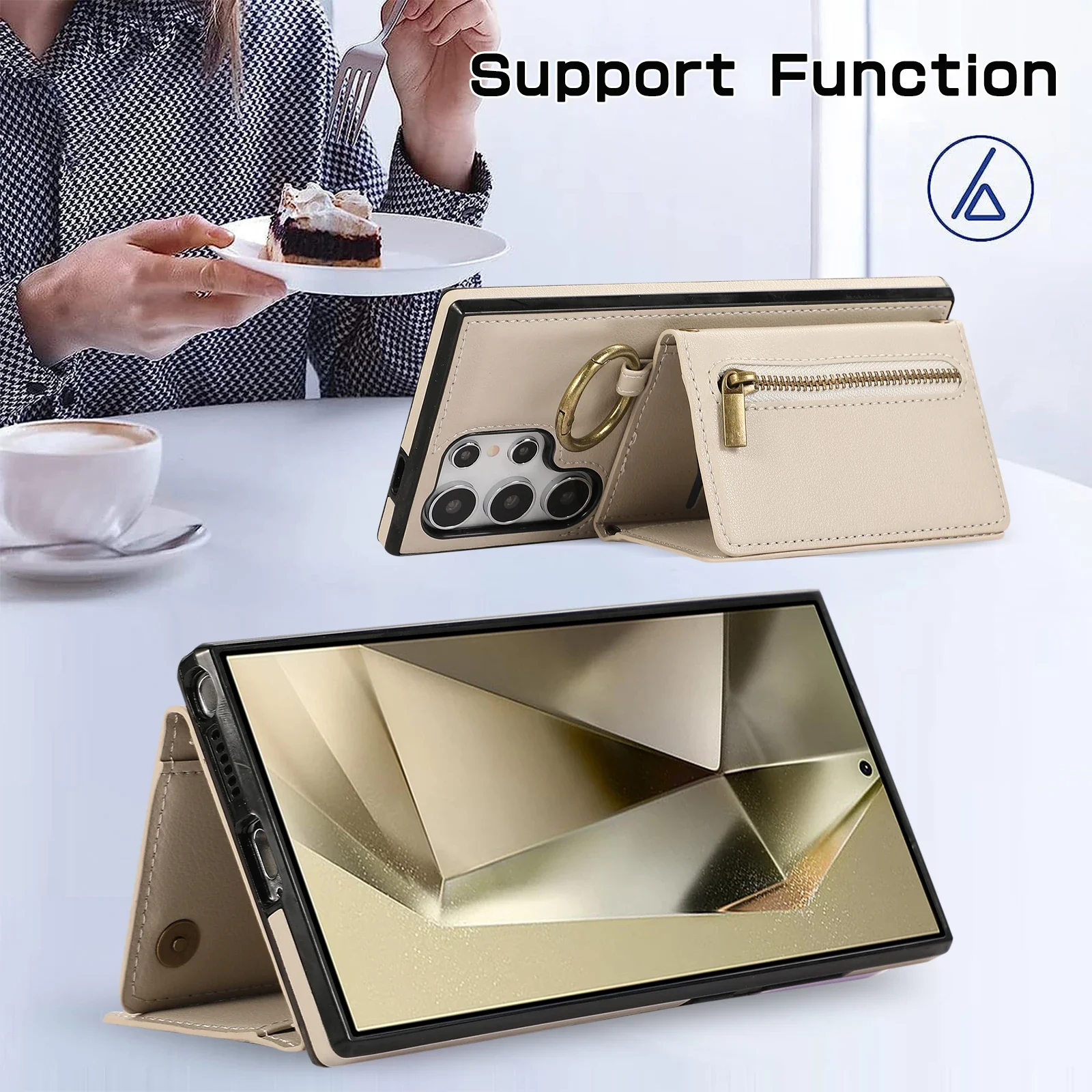 Stylish Leather Crossbody Wallet Case with Card Holder and Zipper Closure