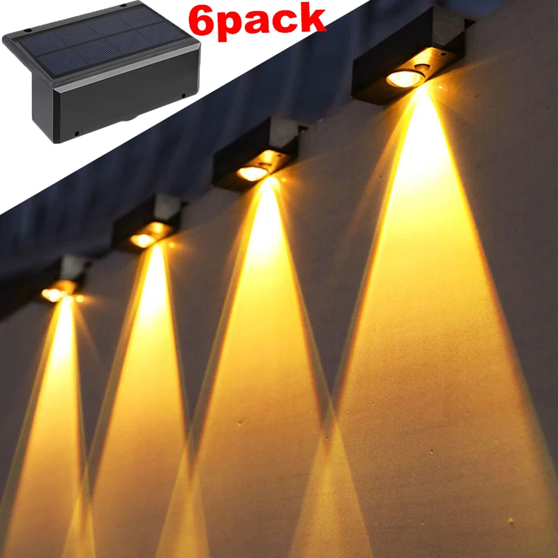 Brighter Solar Fence Lights Solar Lights Outdoor IP65 Waterproof Powered Lamp for Backyard Railing Wall Step Patio