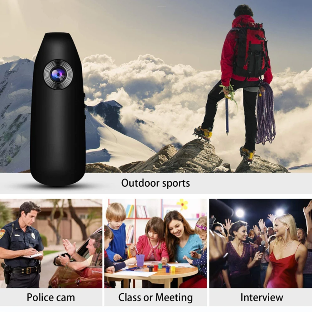 Mini Camera Portable HD Micro Cam Pocket Video Recorder Motion Detection for Outdoor Sport Interview Class Meeting