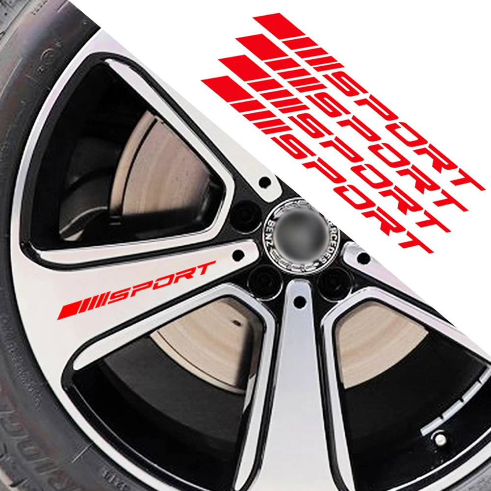 Fashion 4pc Car Stickers Wheels Rims Sport Racing DIY Stripes Decorative Stickers Emblem Car Styling Car SUV Truck Accessories sticker for k awasaki n inja zx10r zx 10r 2015 full kit decal high quality motorcycle guard 30th racing decorative guard