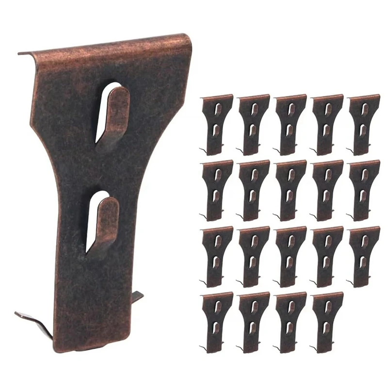 

20 Piece Brick Hook Clips Red Bronze Metal For Hanging Outdoors,Heavy Duty Brick Wall Hangers For 2-1/4In To 2-3/8In High