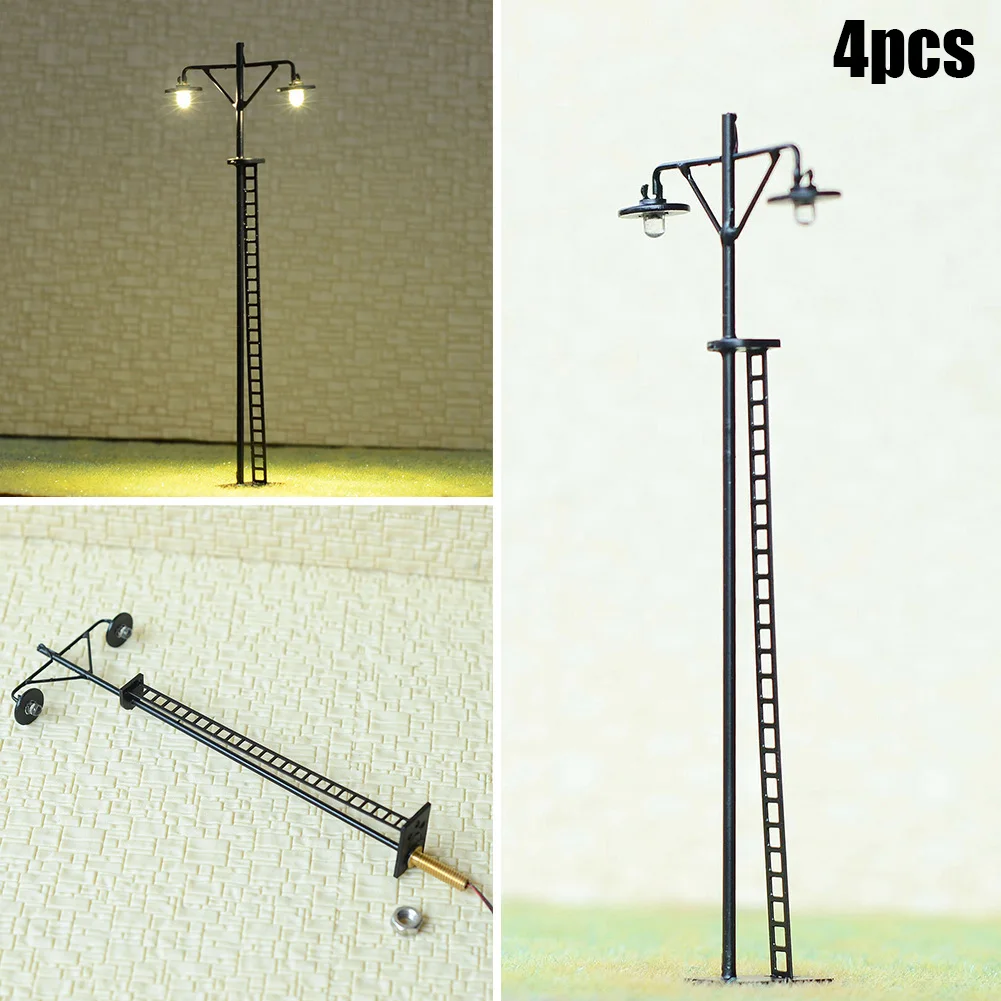 

4PCS HO Scale LED Yard Light Model Train Railroad Street Station Lamp Post For OO/HO Scale Layout Garden Balcony Lights Decor