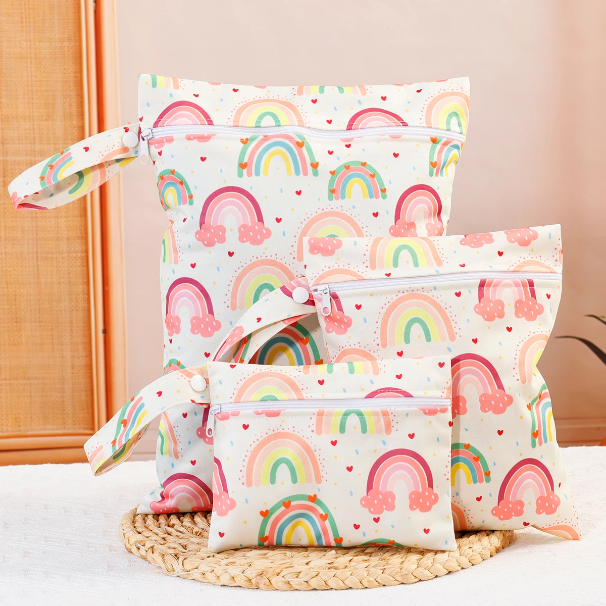 3-Piece Waterproof Travel Cosmetic and Diaper Storage Bag Set