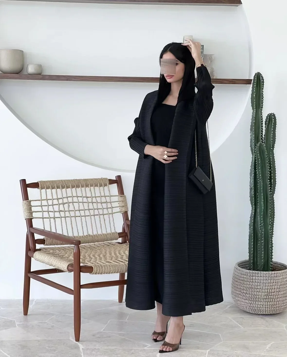 سترة مياكي مطوية بلون سادة مقاس كبير سترة طويلة لل...