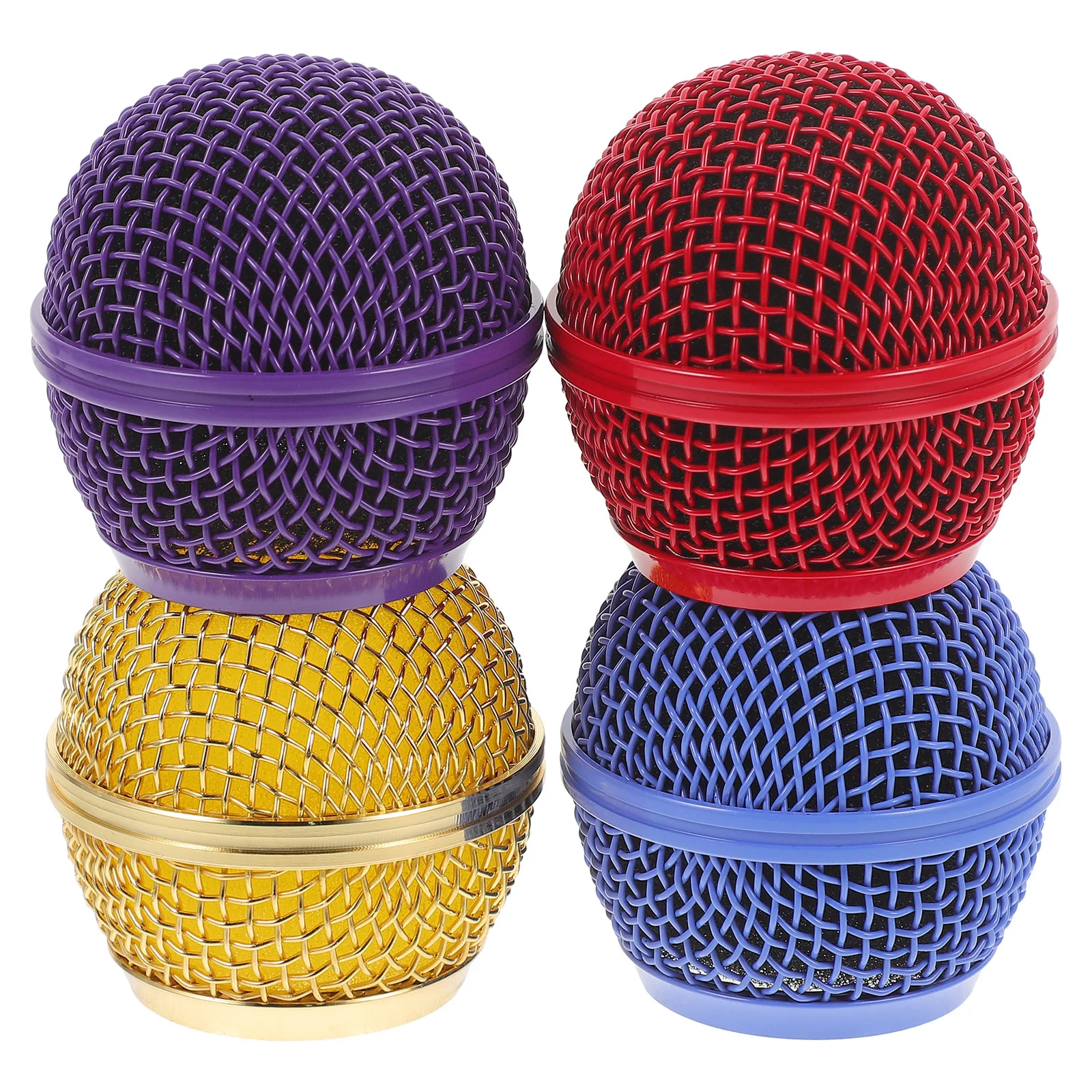 

4 Pcs Colored Microphone Grille Cover Metal Head Mesh Replacement Cordless Parts