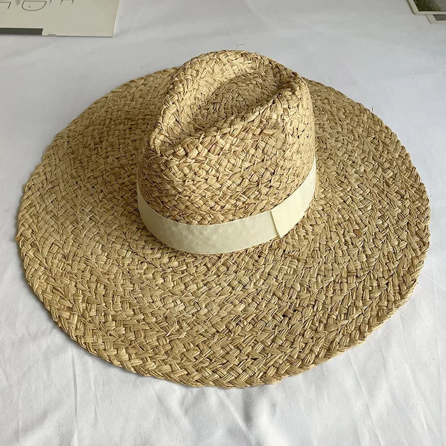 Handmade Women Summer Hat Wide Brim Raffia Hat Sun Protection Floppy Straw Hat Foldable Beach Hats Kentucky Derby Hat 2