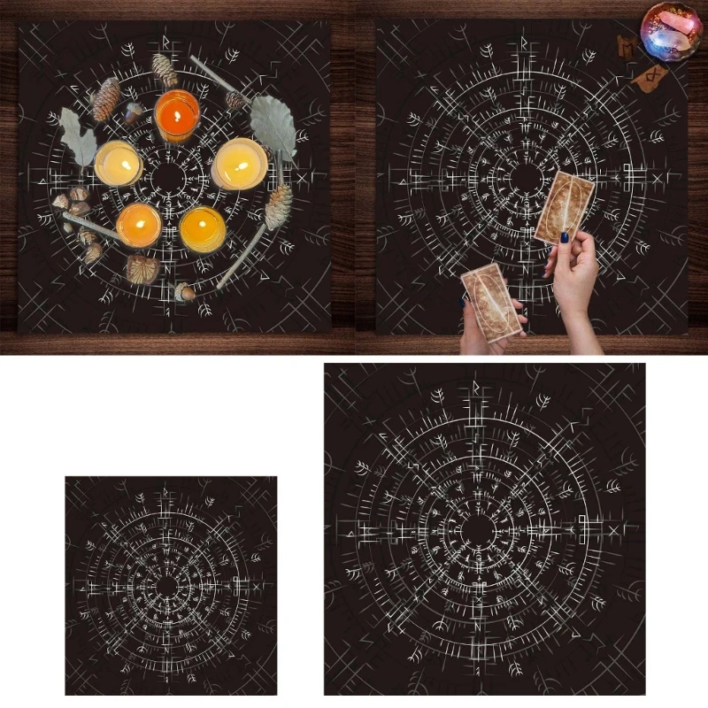 

11UE Square Flannelette Tarot Altar Cloth Board Game Pad Astrological Oracles Pad Table Cover Card Mat Divinations Tablecloth