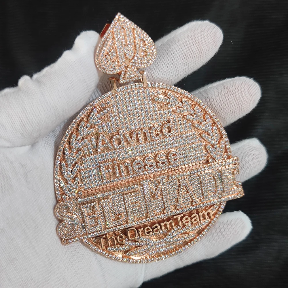 Custom Buckle Fashion Hip Hop Pendant Bling Bling Luxury Iced Out Jewelry Copper+Zircon Diamond Charm Custom Pendant Necklace