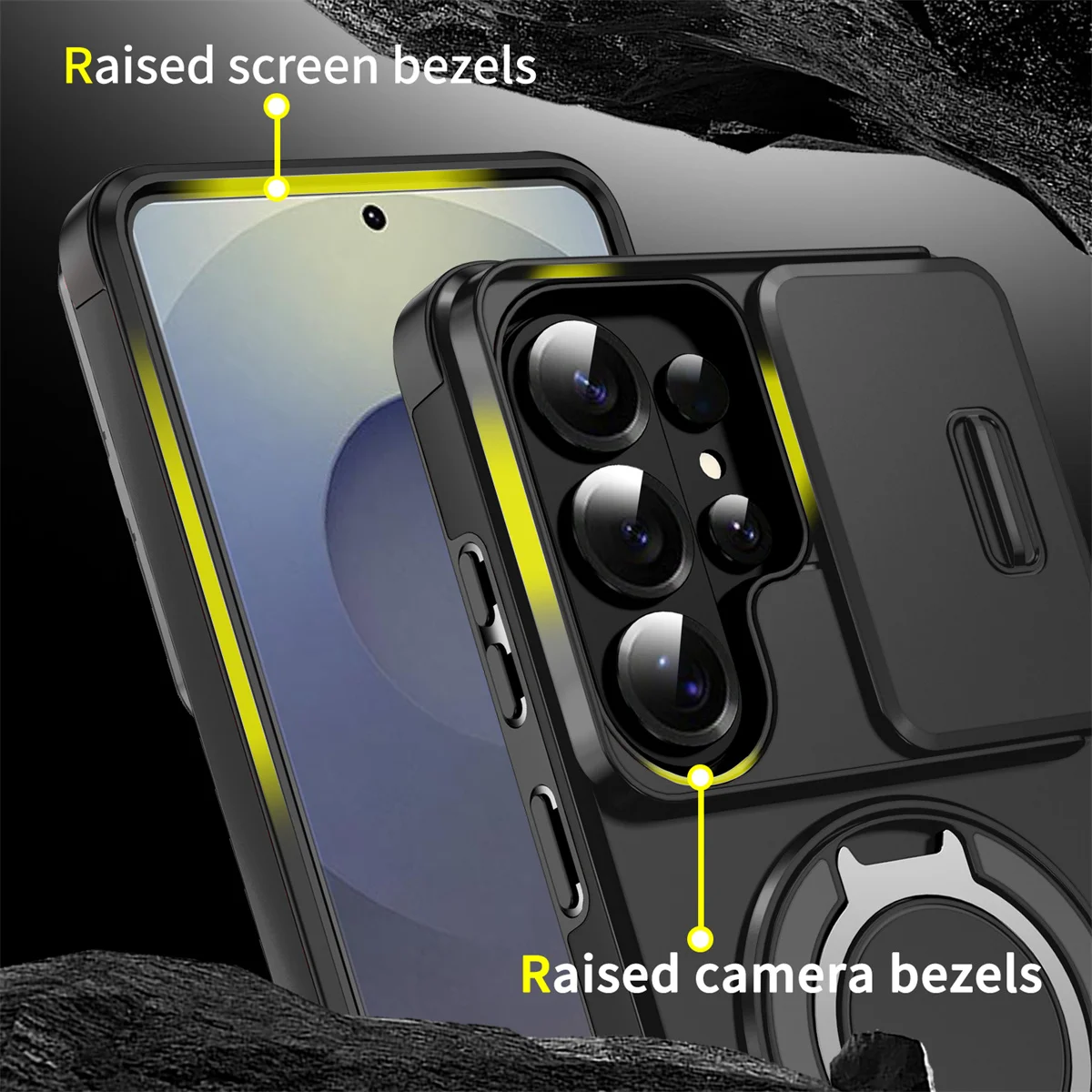 Phone Case for Samsung Galaxy S26 S23 S22 S21 Ultra S26 Edge S26 S25 S24 Plus S25 FE 360 Degree Rotating Magnetic Bracket Cover