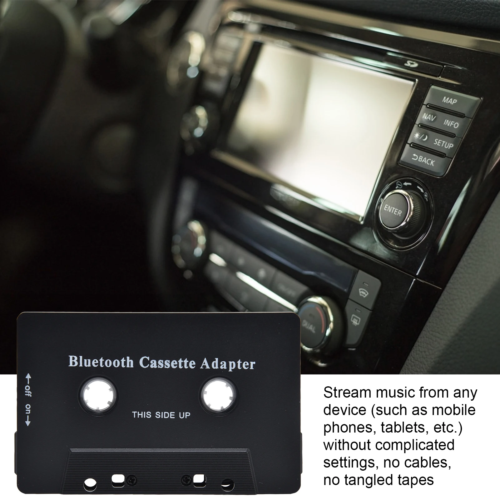 Cassette Tape Player Vhs Cassette Adapter Wireless Car Cassette Player Adapter Car Cassette Receiver Converter USB Cable HT