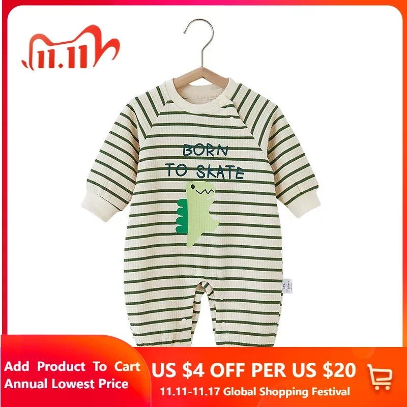 

Rompers for baby girls boys Strip Bodysuit & one piece Long Sleeve O-Neck newborn snowsuit clothes for baby girl from 0 to 12 M