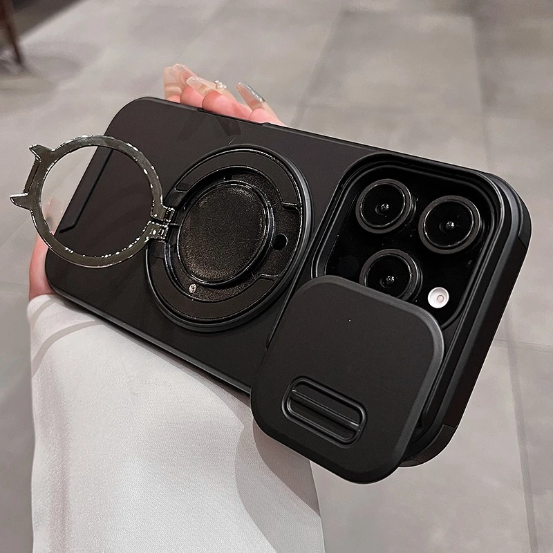 Premium Magnetic Ring Wireless Charging Phone Case with Protective Bracket Cover