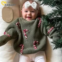 ma&baby 0-3Y Christmas Newborn Baby Boy Girl Sweater Candy Cane Warm Knitted Long Sleeve Pullover  Xmas Costumes