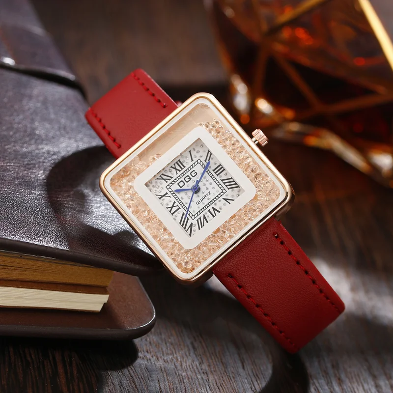 

DQG Brand Women Square Watches Fashion Gift Women's Wristwatch Lleather Classic Trend Quartz Watch Ladies zegarek damski relogio