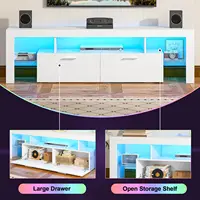 Modern LED TV Stand with Storage Drawers and Adjustable Lights for 50-75 Inch TVs, White Entertainment Center 4