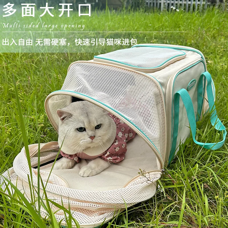 thumbnail image 1 of Mochila transportadora para mascotas, portátil, transpirable, plegable, para el hombro, para gatos y perros, para viajes de salida, bolso de mano para mascotas, 1 of 4