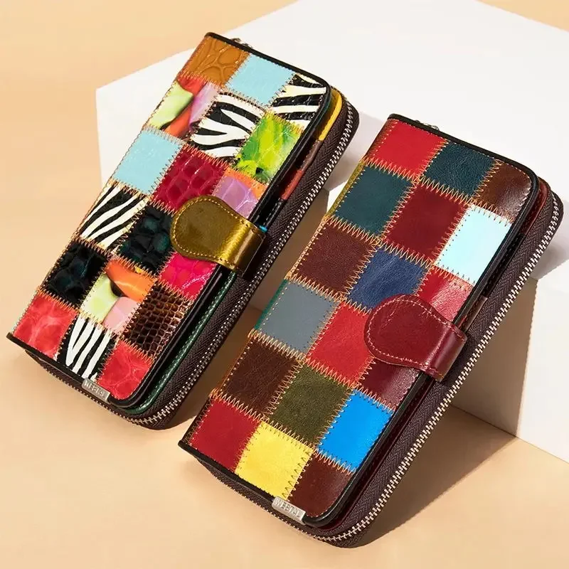Genuine Leather Women Long Purse Wallet Credit Card Holder