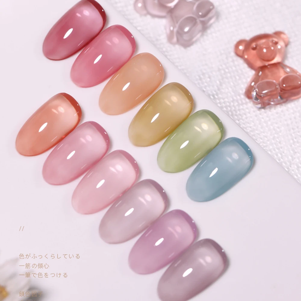 Vendeeni 24 Colors Jelly Transparent Gel Nail Polish Nude Pink Skin Color UV Soak Off Gel Varnish Jade Nail Art Gel Lacquer 15ml 3