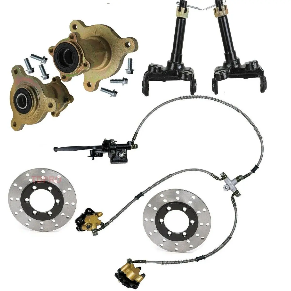 Tdpro 3 Stud Mozzo Ruota Anteriore Perno Asse Freno A Disco Pinza Drift Trike Atv Quad Go Kart