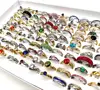 50pcs/lot Luxury Exquisite Multi-Colored Zircon Mix Stainless Steel Ring Men Women Wedding Ring Wholesale Bulk Jewelry Lot 4