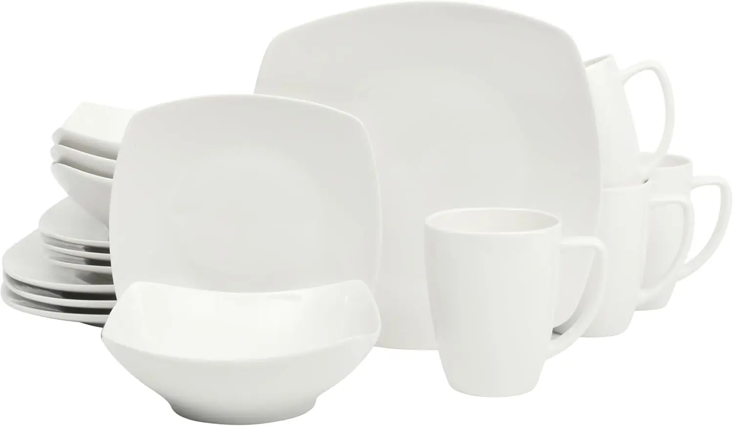 Juego de Vajilla Blanca de 16 Piezas, Elegante Vajilla para el Hogar