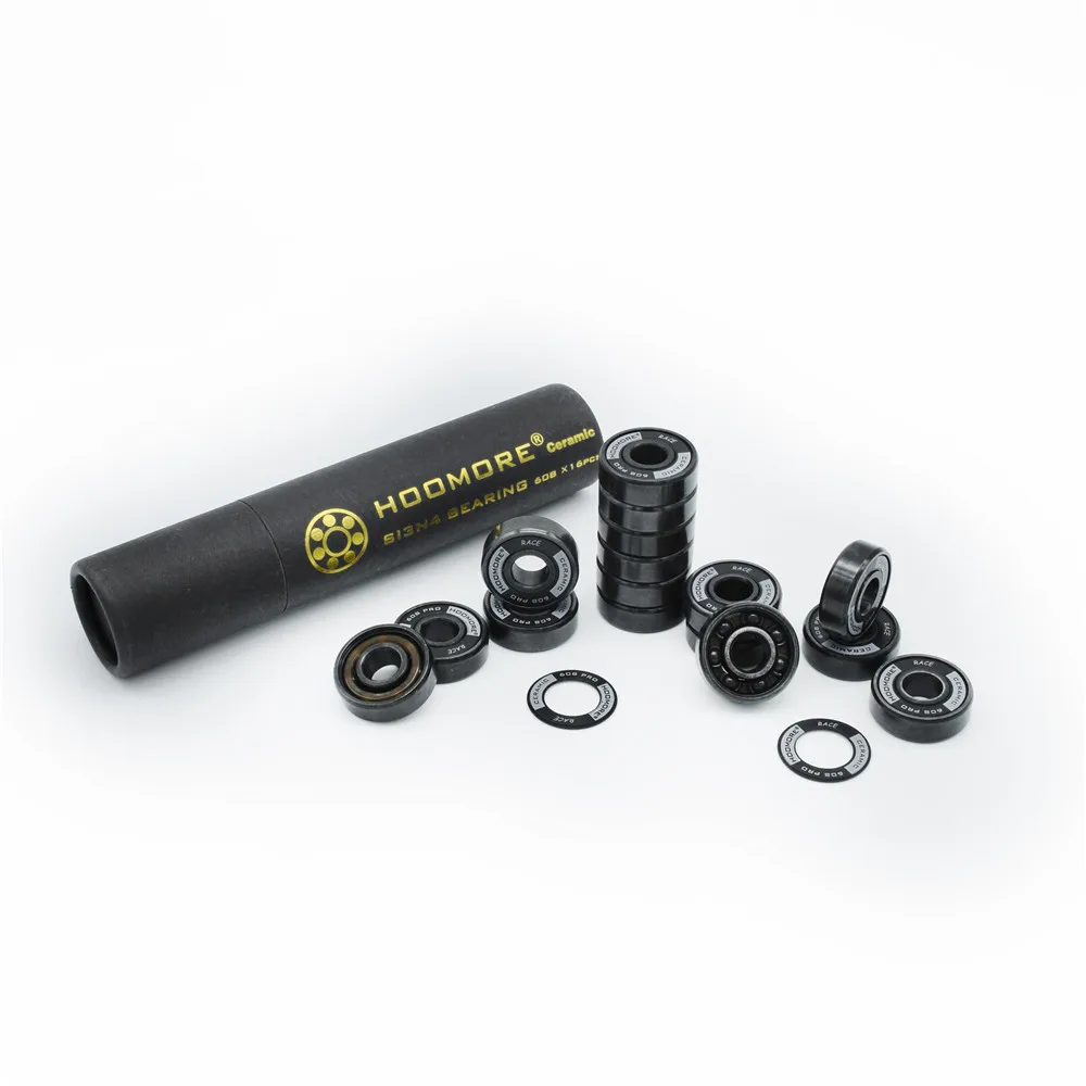 HOOMORE SI3N4 Black Ceramic 608RS High Speed Self-lubricated 7-balls Undeformed Stable 608 inline speed skating bearing Skateboard Bearings