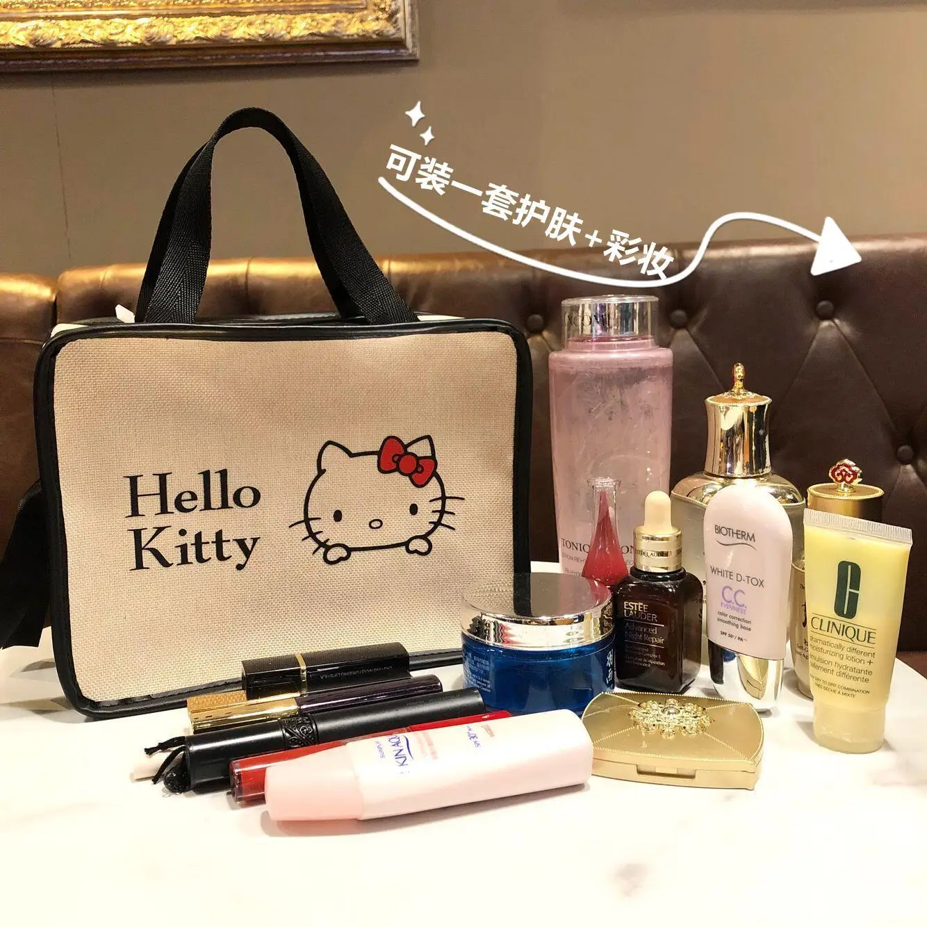 

Kawaii Sanrio Холщовая Сумка для хранения макияжа Повседневная Сумка-тоут аниме Hello Kitty наплечная сумка большой емкости женский подарок