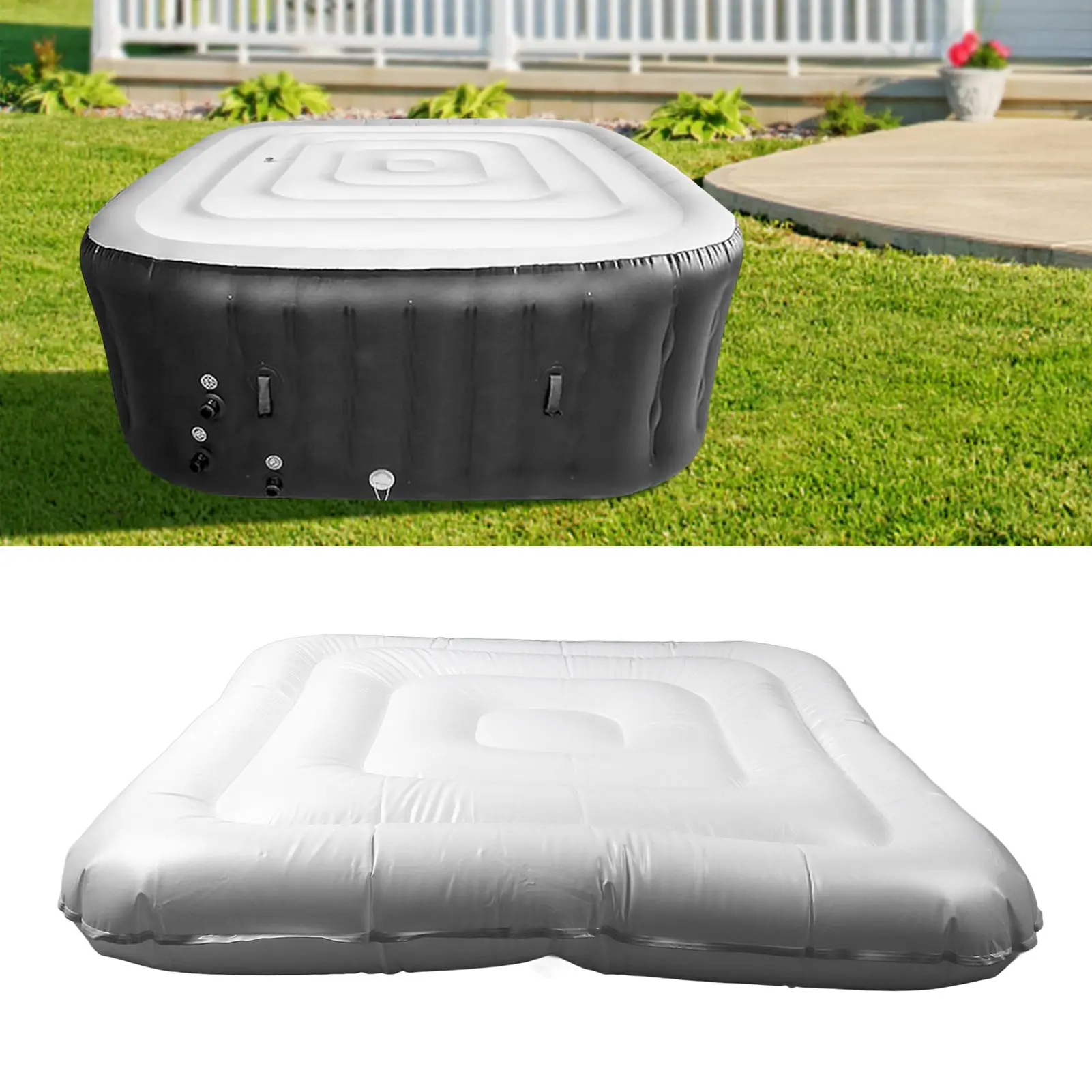 Hot Hub Energy Saving Lid Inflatable Hot Tub Cover Dustproof Rainproof Insulated Energy Saving Lid for Square Tub 4.2ft