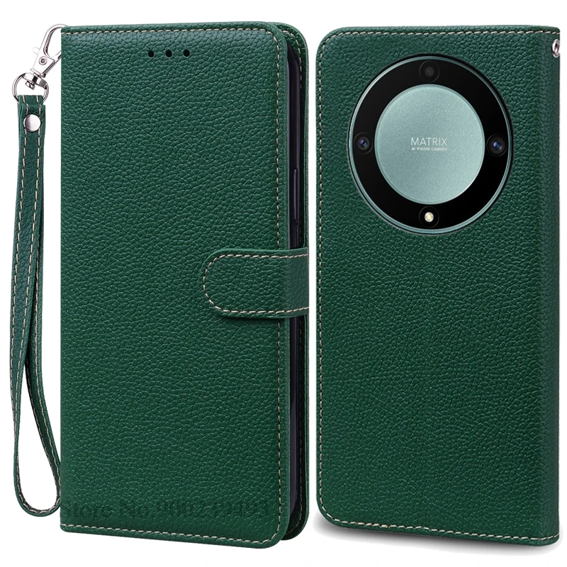 Luxury Leather Flip Wallet Cover for Honor X9A 5G - Premium Silicone Protection