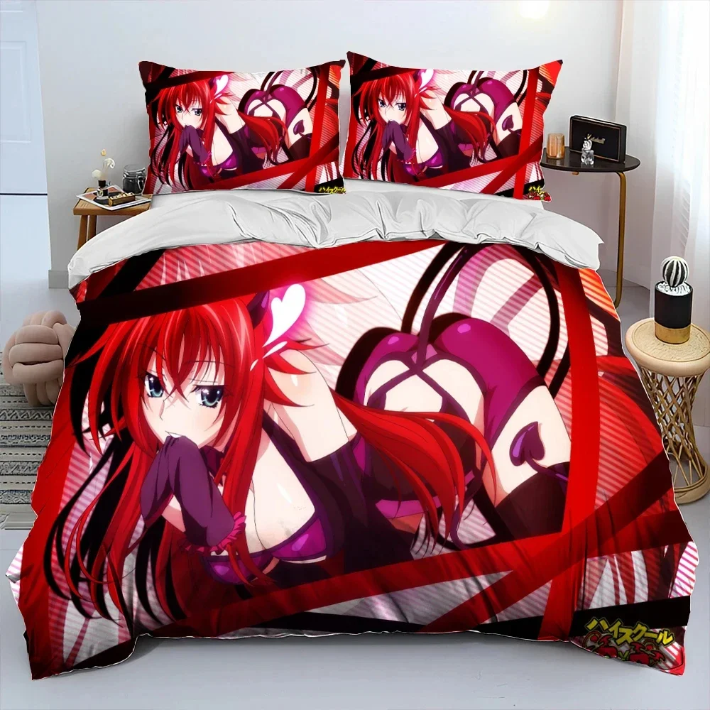 Sexy Girl High School DxD Anime Bedding Set Duvet Cover Bed Set Quilt Cover Pillowcase Comforter king Queen Size Boys Adult