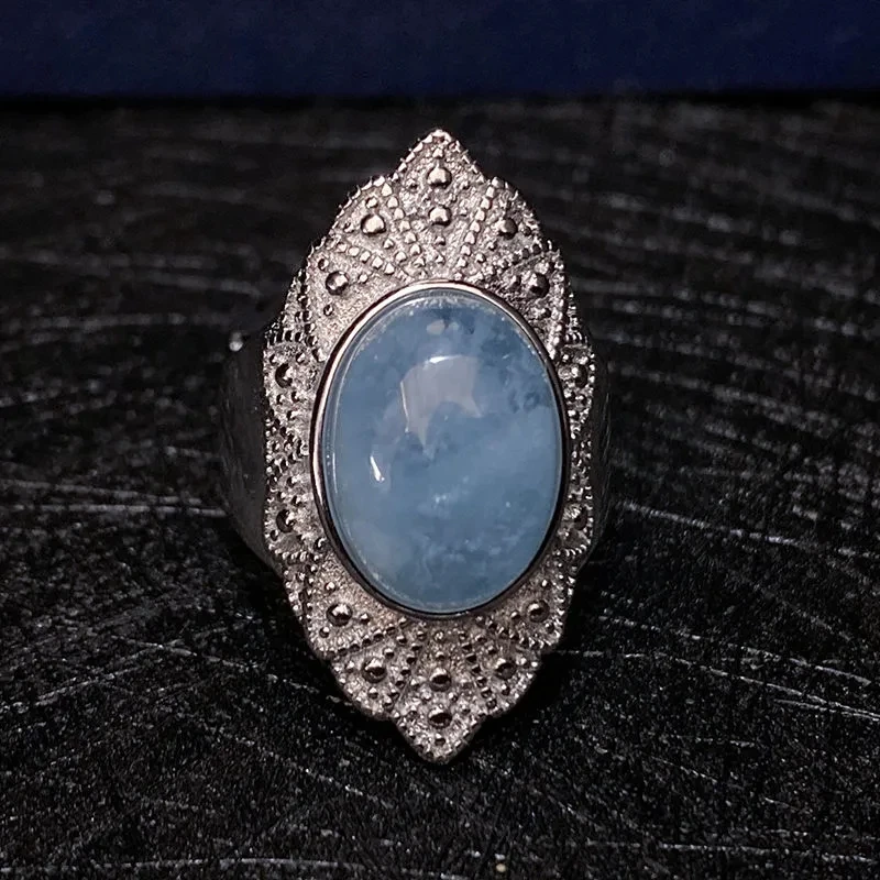 

Nature Stone Making Jewelry Blue Sapphire Blue Sapphire Crystal Ring Opening Design Live Female Boudoir Factory Wholesale