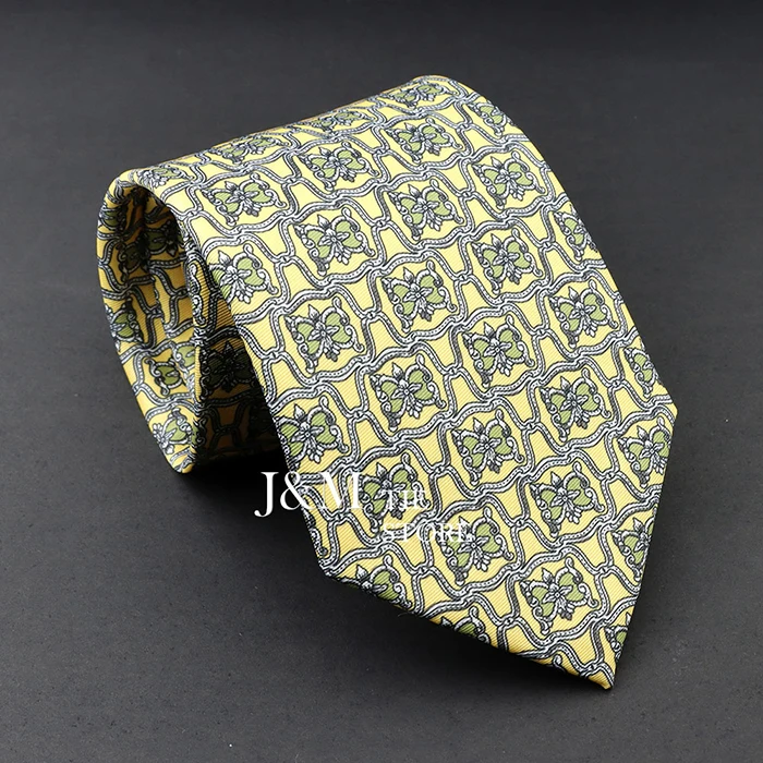 Hochwertige Herrenkrawatte aus weicher Seide, 9 cm – Paisley-Jacquard-Krawatten in Braun/Grün/Blau für Business-Party-Bräutigam – Detail 10